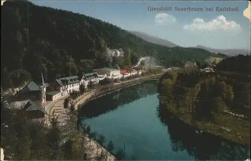 Giesshuebl Sauerbrunn Tschechien Teilansicht Partie am Fluss Kat. Kyselka