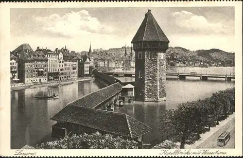 Luzern LU Kapellbruecke Wasserturm / Luzern /Bz. Luzern City