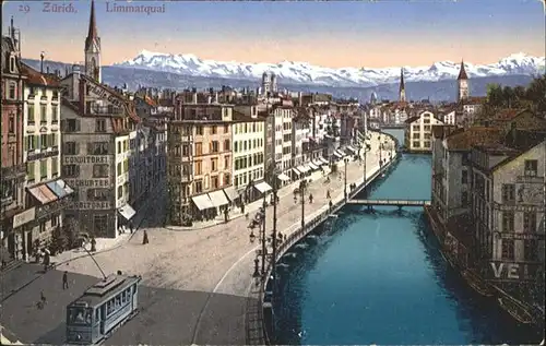 Zuerich Limmatquai Bruecke Strassenbahn  / Zuerich /Bz. Zuerich City