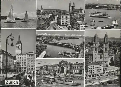 Zuerich Bahnhofplatz Grossmuenster Schiff Strassenbahn  / Zuerich /Bz. Zuerich City