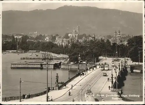 Zuerich Quaibruecke Uetliberg Tonhalle Strassenbahn  / Zuerich /Bz. Zuerich City