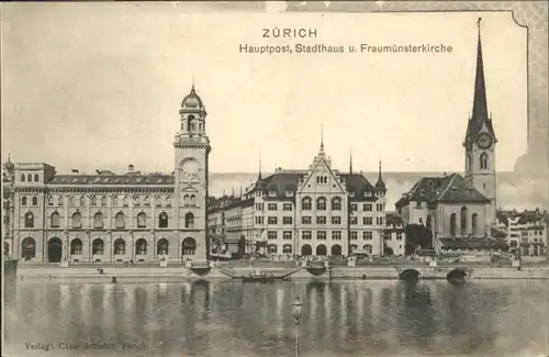 Zuerich Hauptpost Stadthaus Fraumuenster Kirche  / Zuerich /Bz. Zuerich City