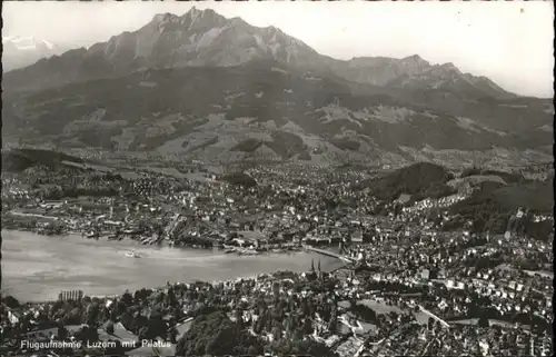 Luzern LU Luzern Fliegeraufnahme Pilatus Bruecke Kirche  x / Luzern /Bz. Luzern City