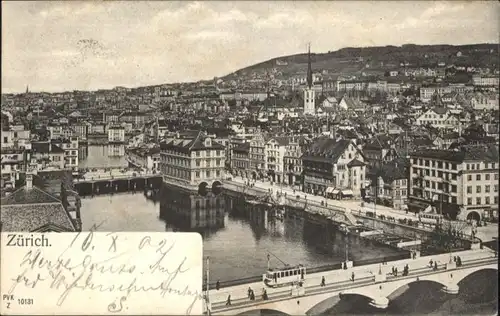 Zuerich Zuerich Bruecke Strassenbahn Kirche  x / Zuerich /Bz. Zuerich City