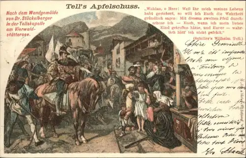 Zuerich Zuerich [Stempelabschlag] Tells Apfelschuss Pferd x / Zuerich /Bz. Zuerich City