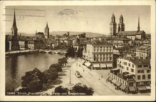 Zuerich Zuerich Frauenmuenster St Peter Grossmuenster Tram Bruecke x / Zuerich /Bz. Zuerich City