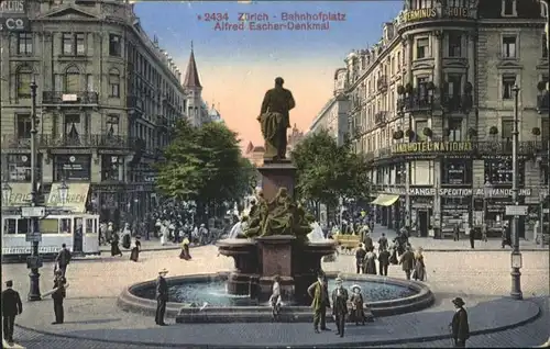 Zuerich Zuerich Bahnhofplatz Alfred Escher Denkmal  Brunnen x / Zuerich /Bz. Zuerich City