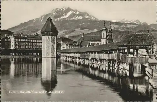 Luzern LU Luzern Kapellbruecke Pilatus x / Luzern /Bz. Luzern City