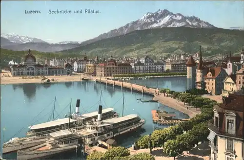 Luzern LU Luzern Seebruecke Pilatus Schiffe * / Luzern /Bz. Luzern City