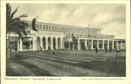 Ausstellung Gesolei Duesseldorf 1926 Sporthalle Ladenstrasse Entwurf Wehner Kat. Duesseldorf