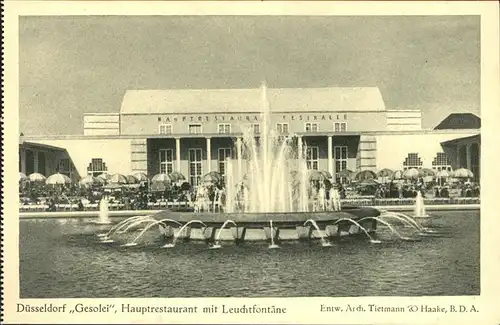 Ausstellung Gesolei Duesseldorf 1926 Hauptrestaurant Leuchtfontaene  Kat. Duesseldorf
