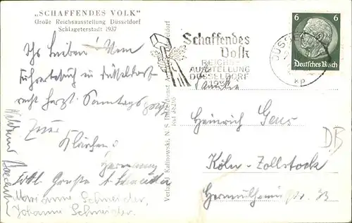 Ausstellung Schaffendes Volk Duesseldorf 1937  Gartenschau Wasserkuensten Kat. Duesseldorf