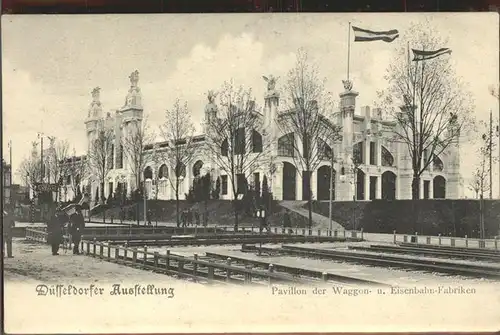 Ausstellung Gesolei Duesseldorf 1926 Pavillon Waggon Eisenbahn Fabriken Kat. Duesseldorf