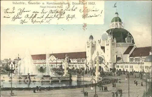 Ausstellung Industrie Gewerbe Kunst Duesseldorf 1902  Haupt Industrie Halle Springbrunnen