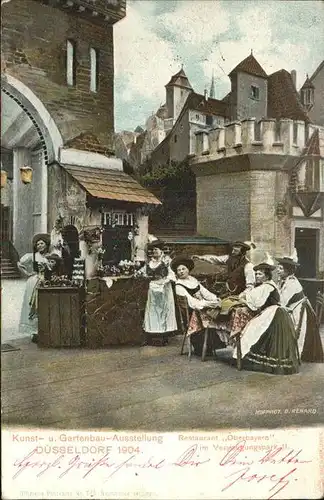 Ausstellung Kunst Gartenbau Duesseldorf 1904  Restaurant Obaerbayern Vergnuegungspark Tracht