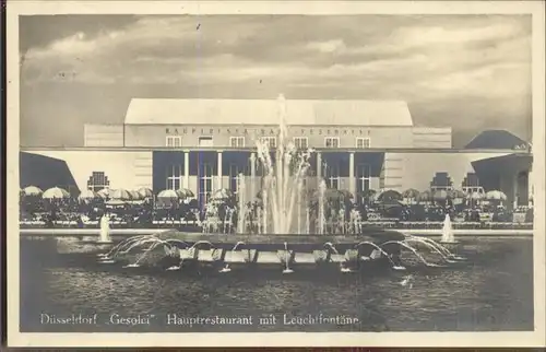 Ausstellung Gesolei Duesseldorf 1926 Hauptrestaurant Leuchtfontaene Kat. Duesseldorf
