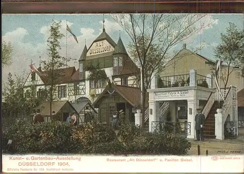 Ausstellung Kunst Gartenbau Duesseldorf 1904  Restaurant Alt Duesseldorf Pavillion Siebel