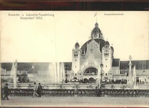 Ausstellung Industrie Gewerbe Kunst Duesseldorf 1902  Hauptindustriehalle Springbrunnen Fontainen