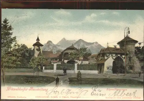 Ausstellung Industrie Gewerbe Kunst Duesseldorf 1902  Alpen Panorama