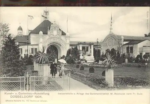 Ausstellung Industrie Gewerbe Kunst Duesseldorf 1902  Industriehalle Gartenarchitekten M. Reinhardt