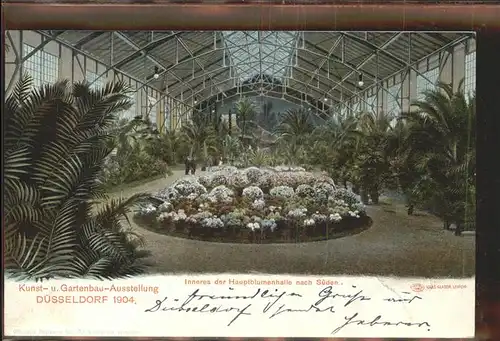 Ausstellung Kunst Gartenbau Duesseldorf 1904  Inneres Hauptblumenhalle Sueden