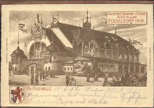 Ausstellung Industrie Gewerbe Kunst Duesseldorf 1902  Festhalle Wappen