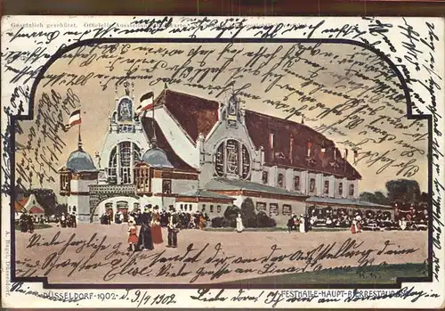 Ausstellung Industrie Gewerbe Kunst Duesseldorf 1902  Festhalle Haupt Restaurant