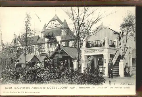 Ausstellung Kunst Gartenbau Duesseldorf 1904  Restaurant Alt Duesseldorf Pavillon Siebel