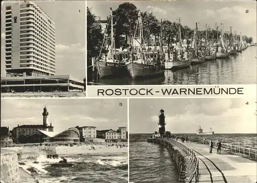 Rostock Warnemuende Hotel Neptun u.Mole mit Leuchtturm Kat. Rostock