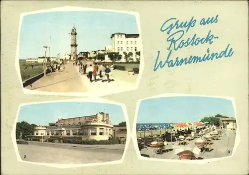 Rostock Warnemuende Seestrasse mit Kurhaus u.HO Gaststaette Kurhaus Kat. Rostock
