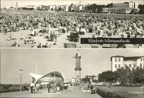 Rostock Warnemuende Strandleben und Leuchtturm Kat. Rostock