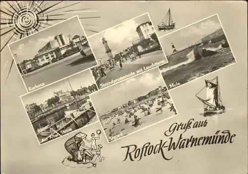 Rostock Warnemuende Kurhaus u.Strandpromenade Kat. Rostock
