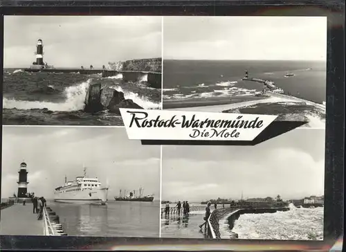 Rostock Warnemuende Faehrschiff u.Leuchtturm Kat. Rostock