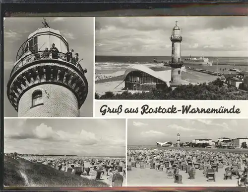Rostock Warnemuende Leuchtturm und Strandleben Kat. Rostock