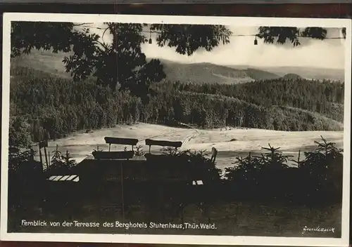 Stutenhaus Adlersberg Berghotel Terrasse Kat. Schmiedefeld Rennsteig