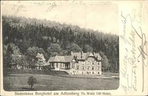 Adlersberg Stutenhaus Stutenhaus Berghotel Kat. Schmiedefeld Rennsteig