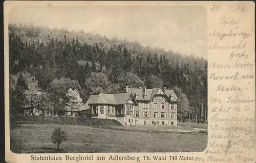 Adlersberg Stutenhaus Stutenhaus Berghotel Kat. Schmiedefeld Rennsteig