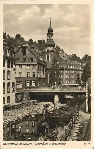 Monschau Montjoie Rurbruecke und Rotes Haus