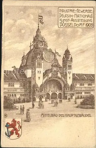 Ausstellung Industrie Gewerbe Kunst Duesseldorf 1902  Mittelbau Hauptgebaeude Kat. Duesseldorf