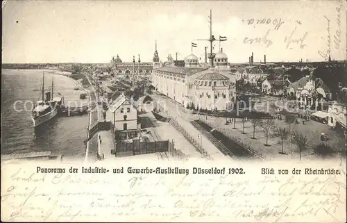 Ausstellung Industrie Gewerbe Kunst Duesseldorf 1902  Blick von der Rheinbruecke Kat. Duesseldorf