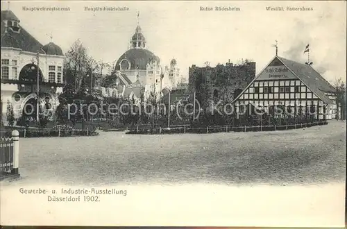 Ausstellung Industrie Gewerbe Kunst Duesseldorf 1902  Ruine Ruedesheim Hauptindustriehalle Kat. Duesseldorf