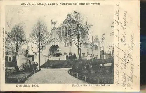 Ausstellung Industrie Gewerbe Kunst Duesseldorf 1902  Pavillon der Staatseisenbahn Kat. Duesseldorf