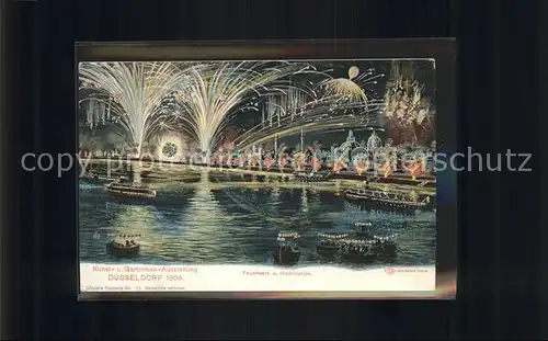 Ausstellung Kunst Gartenbau Duesseldorf 1904  Feuerwerk Illumination Kat. Duesseldorf