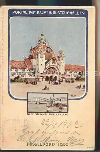 Ausstellung Industrie Gewerbe Kunst Duesseldorf 1902  Portal Hauptindustriehallen Rheinbruecke Kat. Duesseldorf