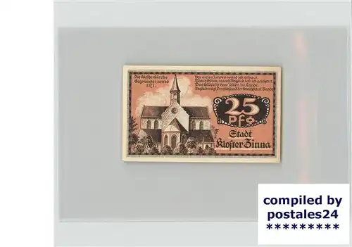 Zinna Jueterbog Gutschein 25 Pfennig Kloster Kirche Jubilaeum