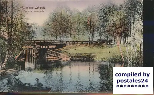 Neumuehle Rhin Bruecke am Rhin Boot Kat. Temnitzquell