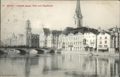 Zuerich Am Limmat Bruecke Post und Stadthaus / Zuerich /Bz. Zuerich City