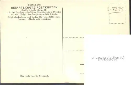 Mahlitzsch Das runde Haus Heimatschutz Postkarte