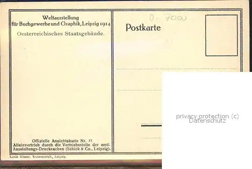 Ausstellung Buchgewerbe Graphik Leipzig 1914 Oesterreichisches Staatsgebaeude Kat. Leipzig