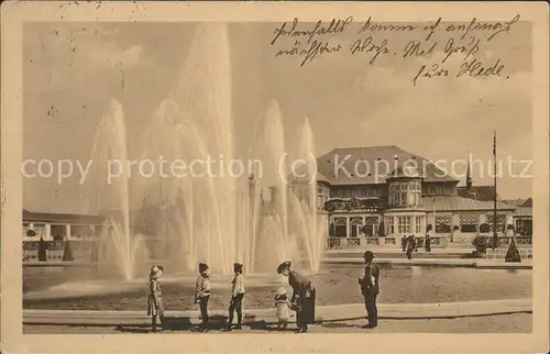 Ausstellung Baufach Leipzig 1913 Leuchtspringbrunnen Hauptrestaurant  Kat. Leipzig